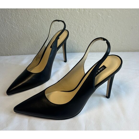 Nine West Women's Feather Pointy Toe Slingback Pumps in Black, size 9 - Picture 1 of 12